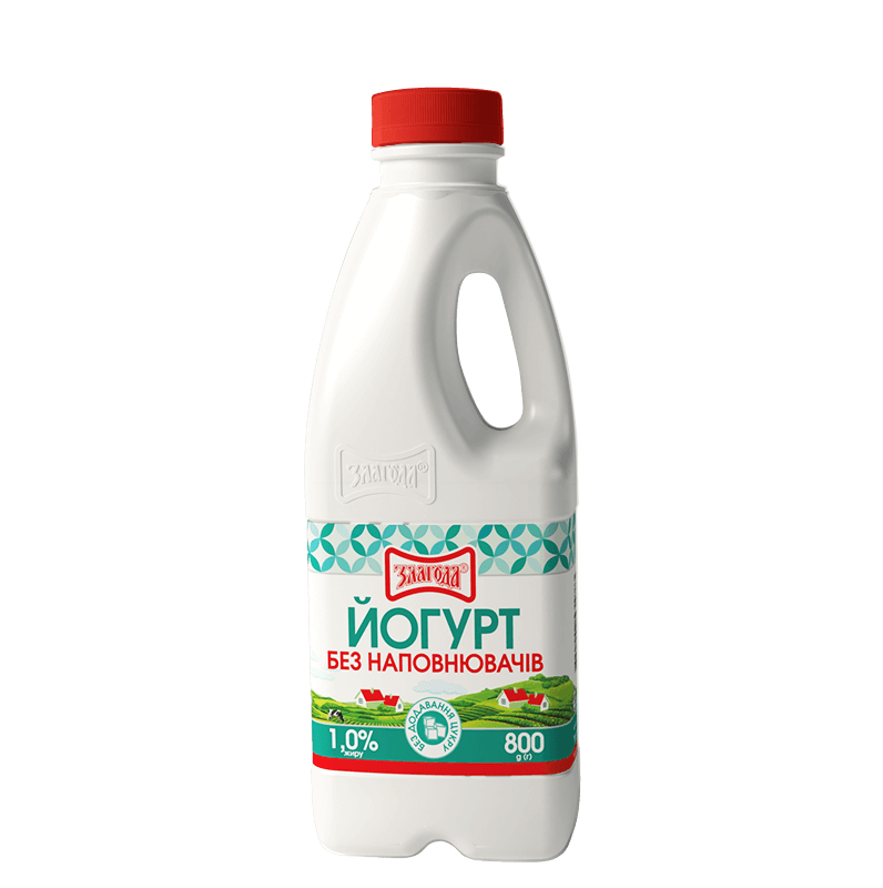 Йогурт без цукру та без наповнювачів 1,0% 800г ТМ ‘Злагода’